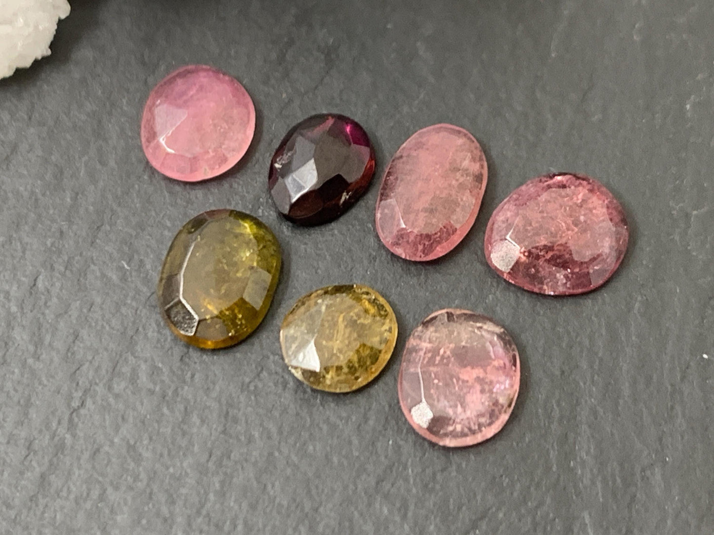 Faceted Tourmaline oval, free form 6-8mm long cabochon