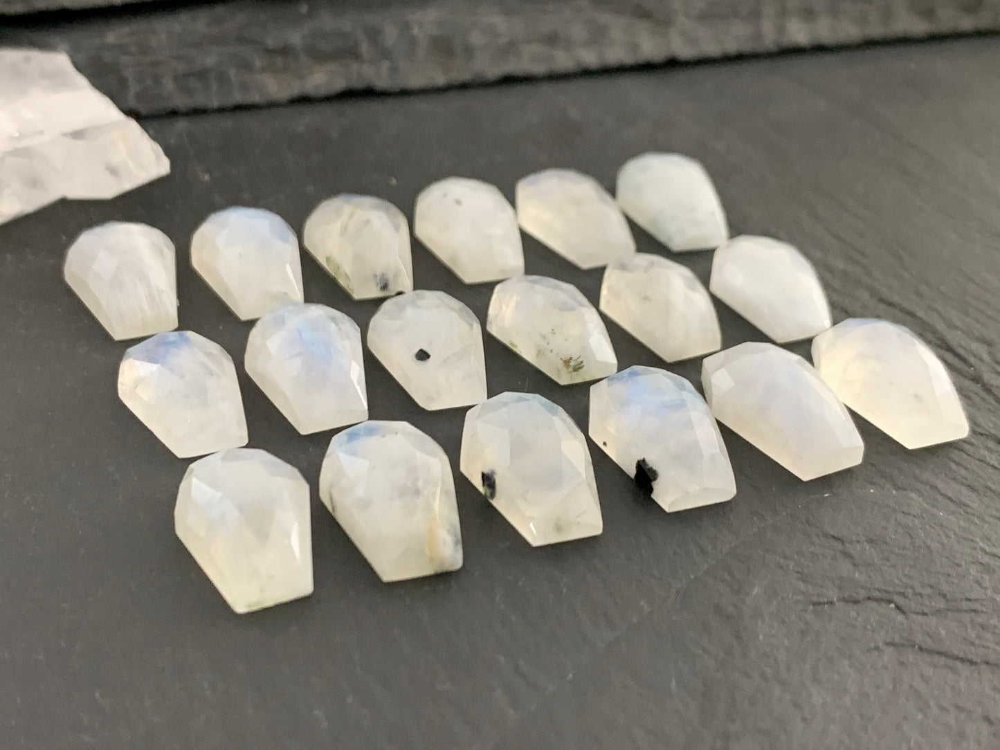 Faceted Moonstone coffin 10x16mm cabochon