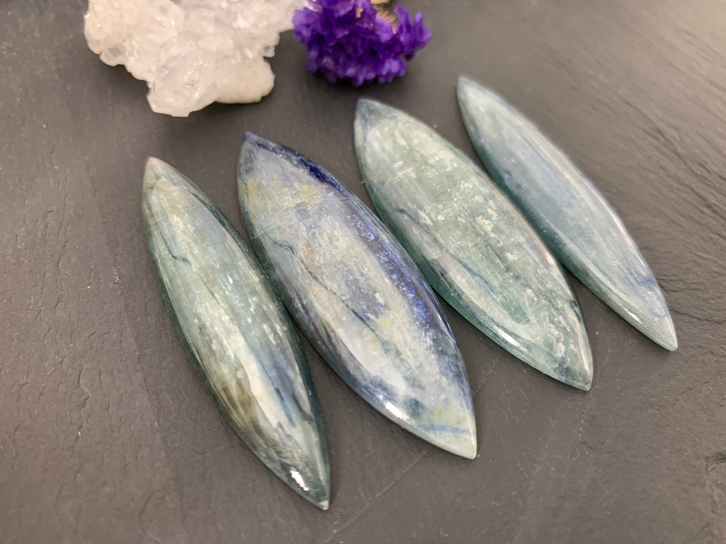 Large Kyanite marquise  57-61mm long cabochon