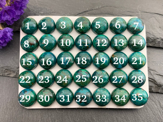 Chrysocolla round 10mm cabochon - Calibrated cabochons