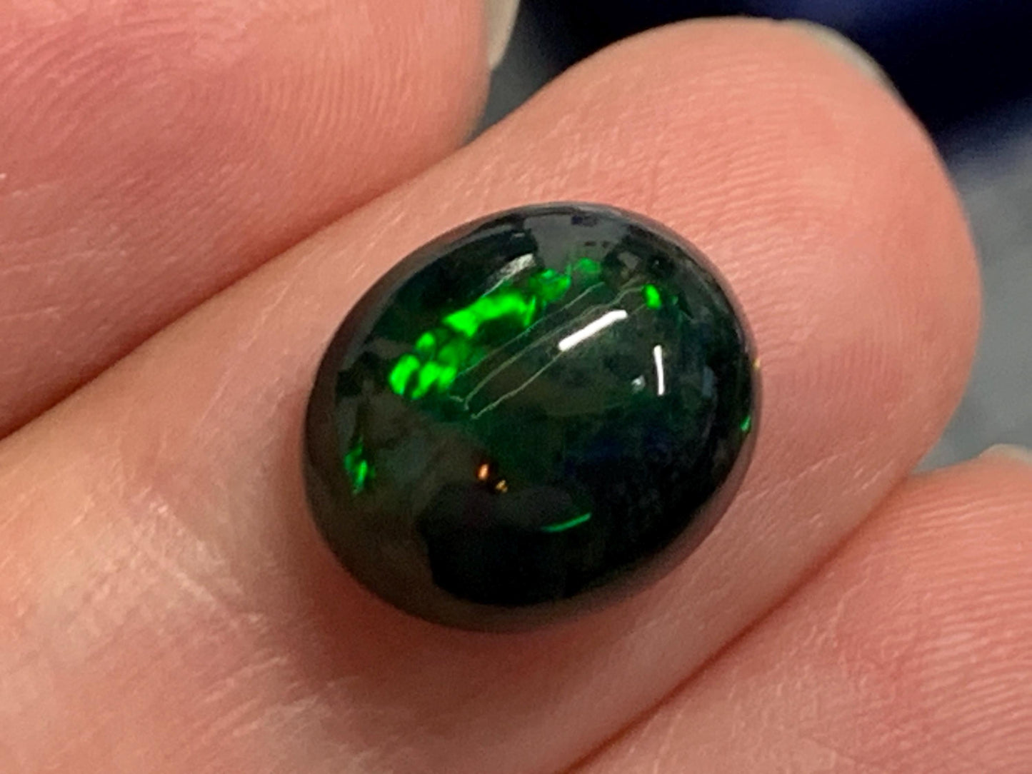 Natural Ethiopian Black Opal 10x12x4.5mm cabochon