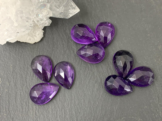 Faceted Amethyst pear 10x14mm cabochon