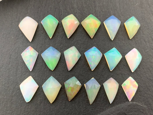 Faceted  Ethiopian Opal kite 11-11.5mm cabochon
