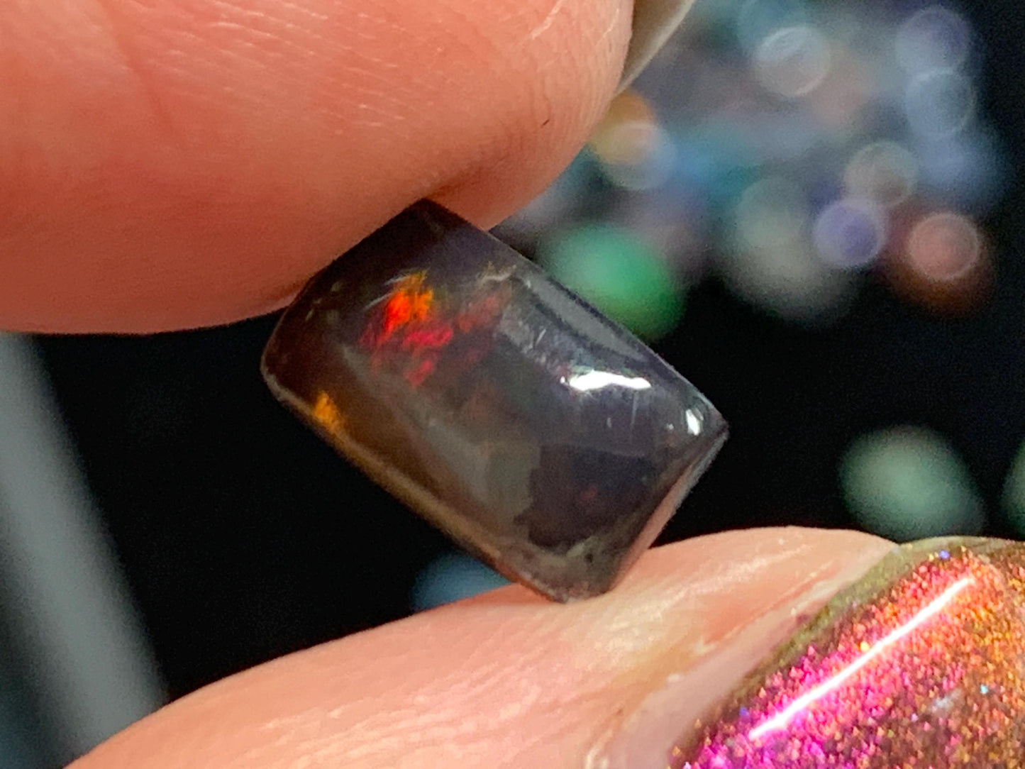 Natural Ethiopian Black Opal 6x10x3mm cabochon