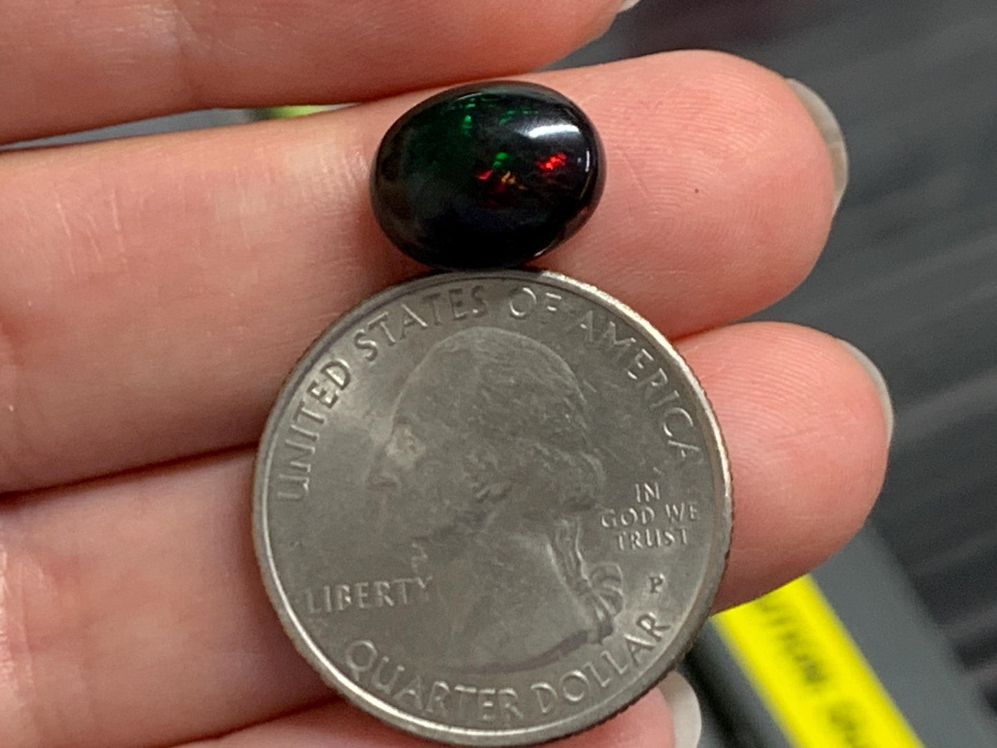 Natural Ethiopian Black Opal 9x12x5mm cabochon