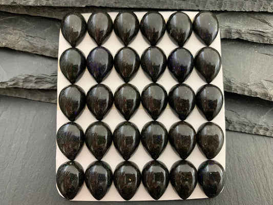 Black Andamooka Opal pear 13x18mm cabochon - Matrix Australian Opal
