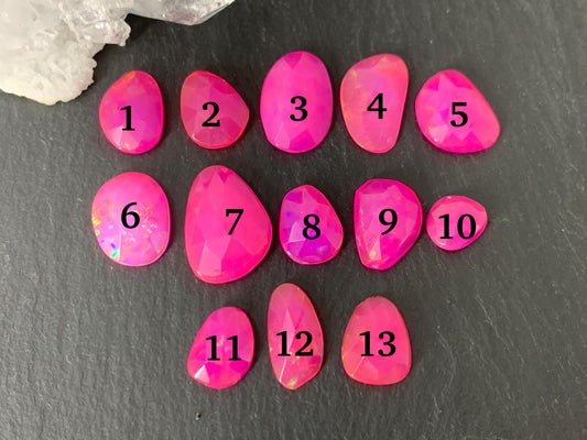 Faceted Pink Ethiopian Opal 8-16mm long cabochon