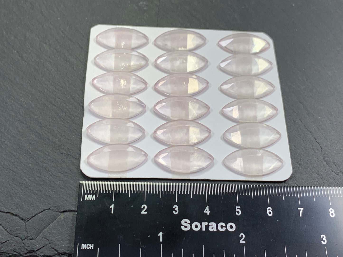 Faceted Rose Quartz marquise  10x20mm cabochon - Calibrated cabochons