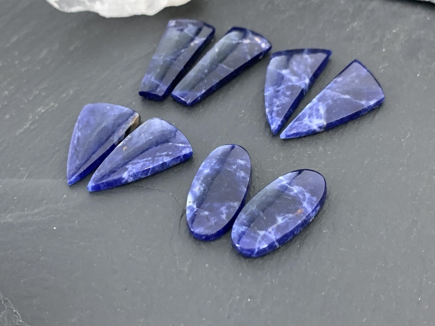 Natural Sodalite pair 24-30mm long cabochon