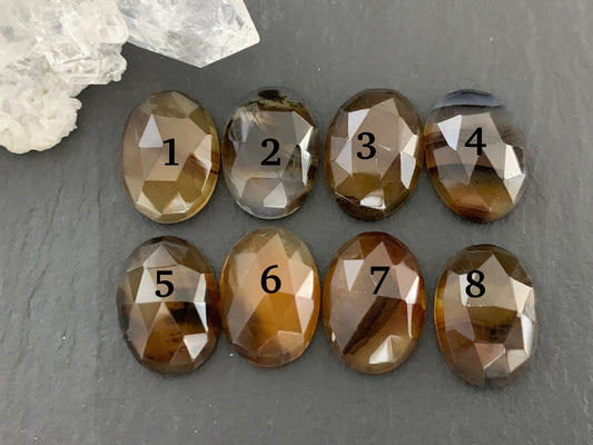 Faceted Montana Agate oval 10x14mm cabochon