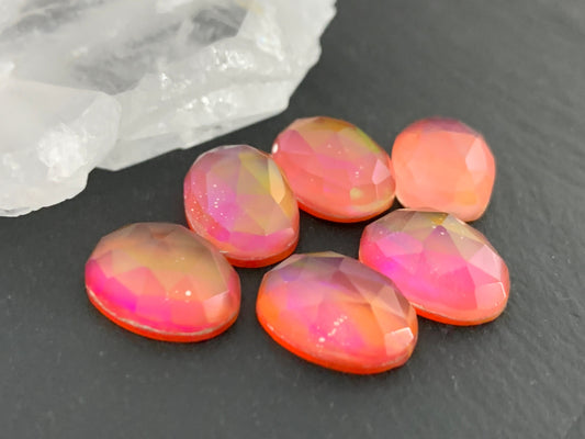 Faceted Aurora Opal 10x14mm doublet cabochons - Doublet cabochons