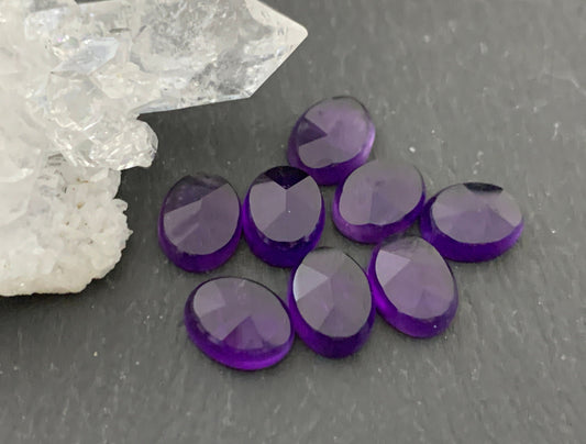 Faceted Amethyst oval 7x9mm Cabochon - Calibrated cabochons