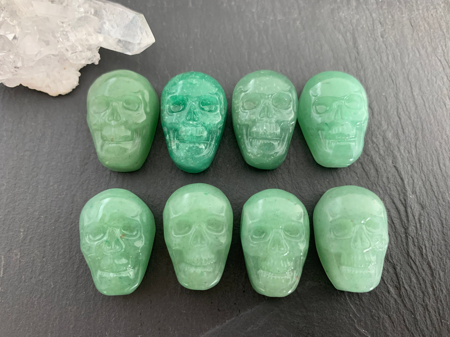 Green Aventurine skull 15x22mm cabochon