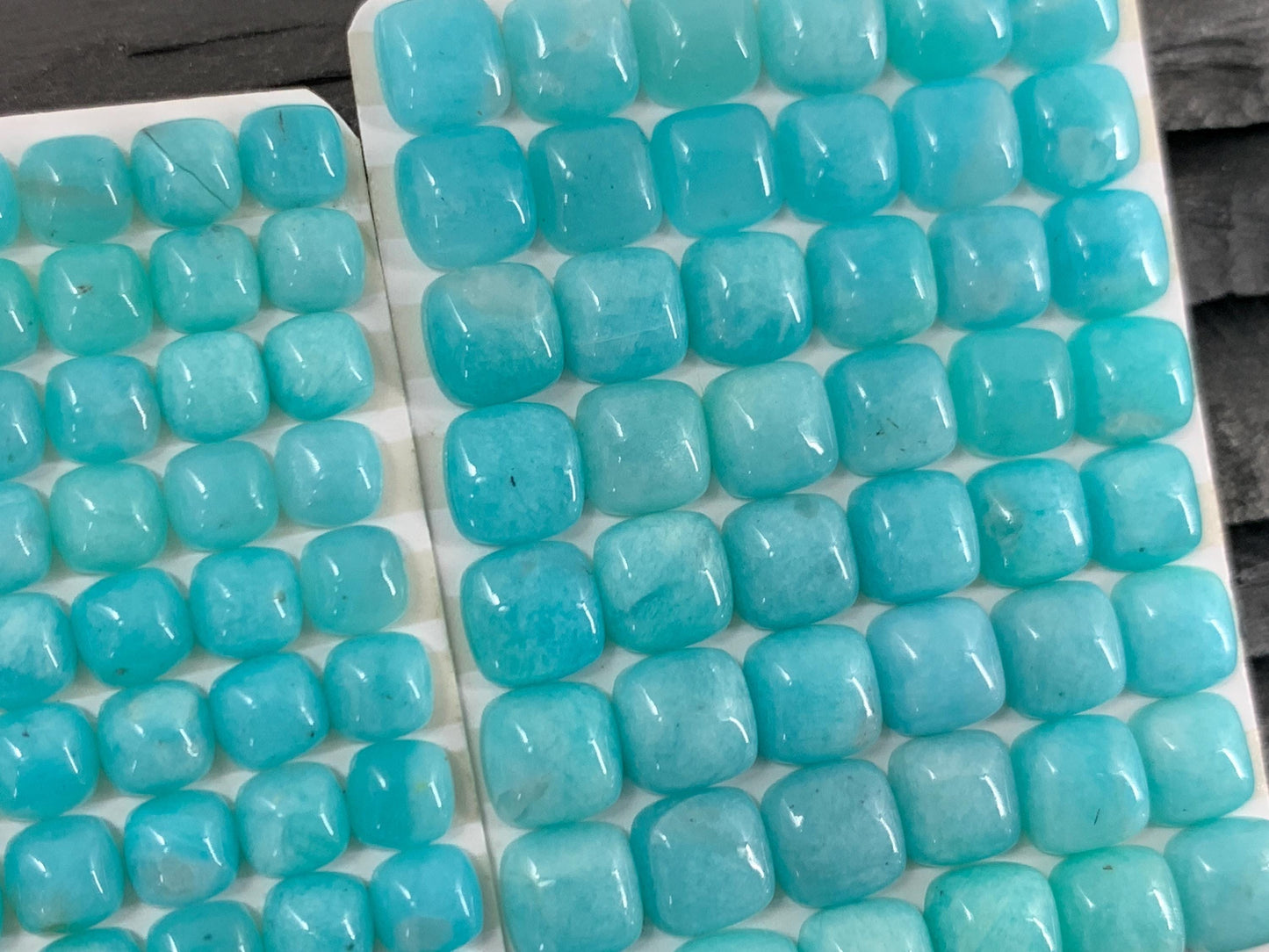 Amazonite square 6mm, 8mm cabochon - Calibrated cabochons