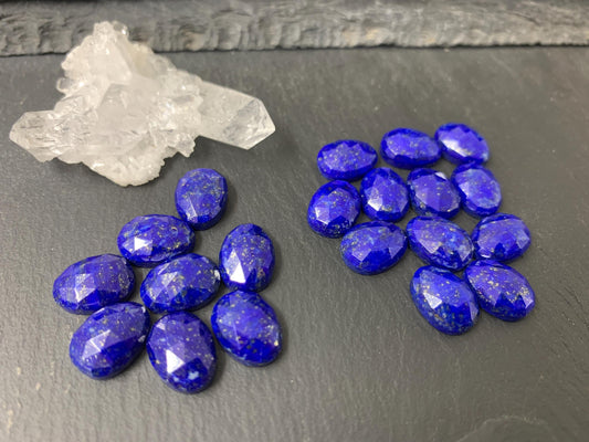 Faceted Lapis Lazuli oval 9x12mm cabochon