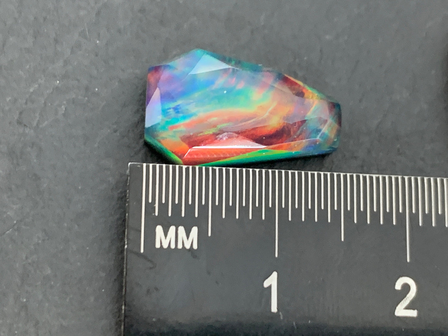 Faceted Aurora Opal coffin 10x16mm cabochon - Doublet cabochons
