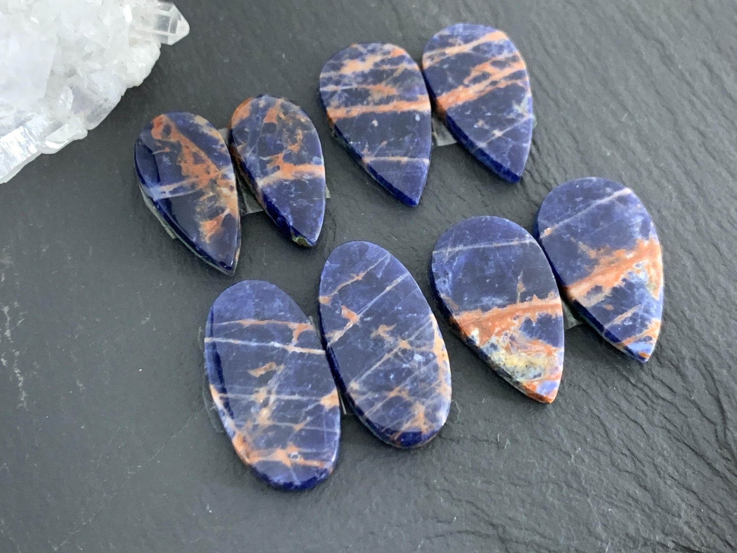 Natural Sodalite pair 22-25mm long cabochon