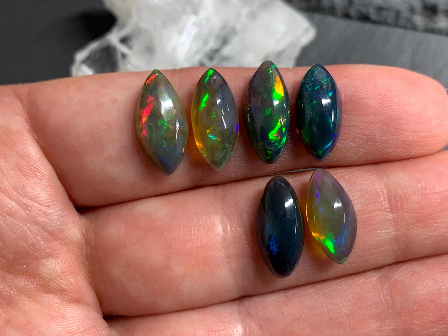 Natural Ethiopian Black Opal 14-16mm long cabochon/ Select your cabochon