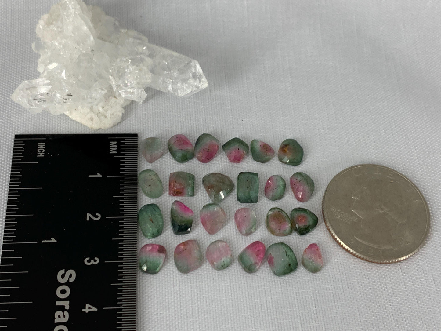 Discounted Faceted Watermelon Tourmaline 5-7mm long cabochon- Second Quality cabochons