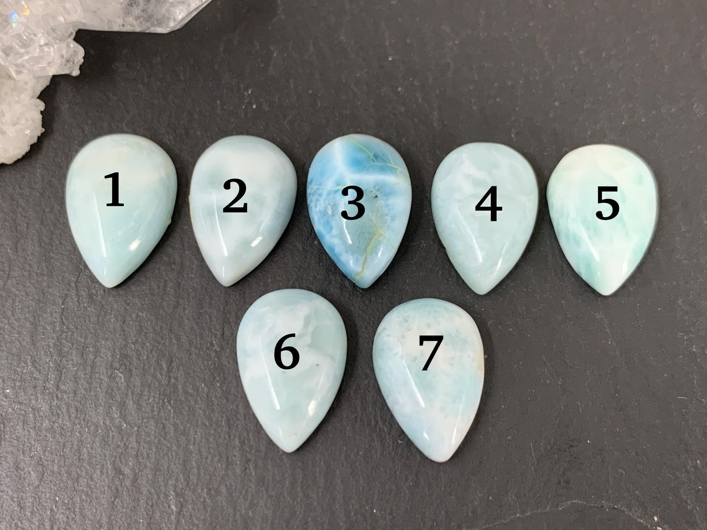 Larimar pear 10x15mm cabochon - Calibrated cabochons
