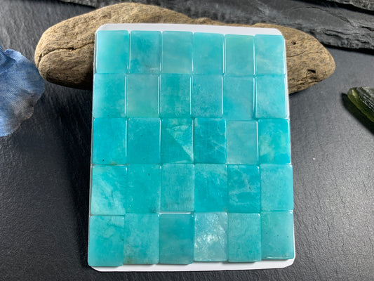 Flat Amazonite rectangle 10x14mm cabochon - Calibrated cabochons