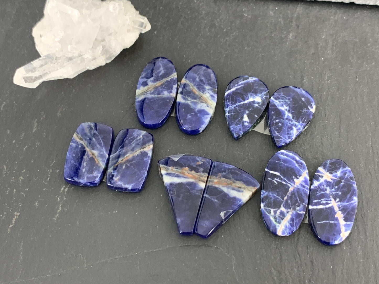 Natural Sodalite pair 18-24mm long cabochon - Select your pair of cabochons