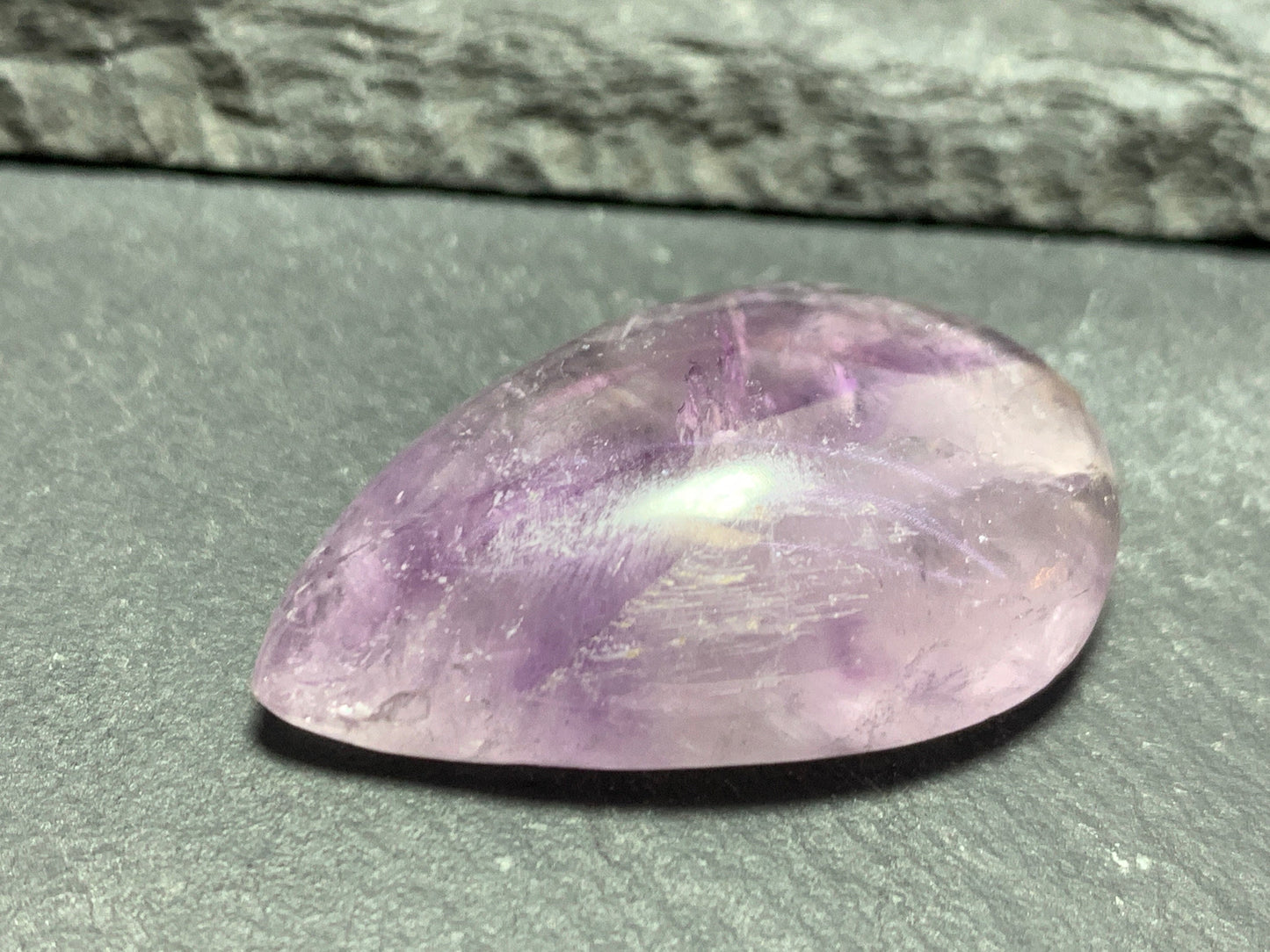 Amethyst pear 33x20x9mm cabochon - free form hand cut in Africa