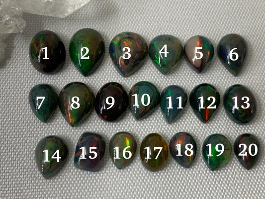 Black Ethiopian Opal 8-10mm long cabochon