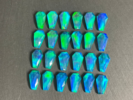 Faceted Aurora Opal coffin 10x16mm cabochon - Doublet cabochon