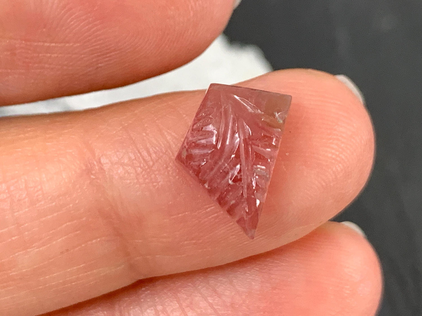 Carved Tourmaline 10x12x4mm cabochon