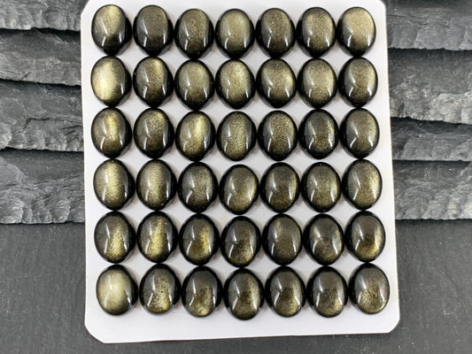 Gold Obsidian oval 10x12mm, 8x10mm cabochon - Calibrated cabochons