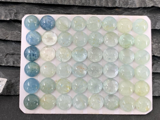 Aquamarine round 8mm cabochon - Calibrated cabochons