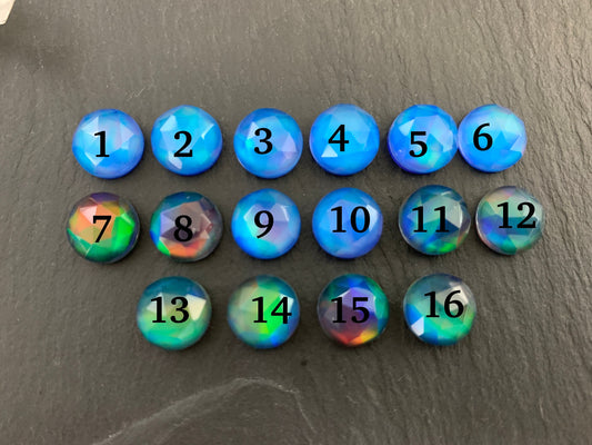 Faceted Aurora Opal round 10mm cabochon - Doublet cabochons