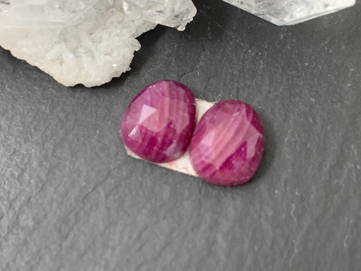 Faceted Ruby pair 6x8x3mm cabochon