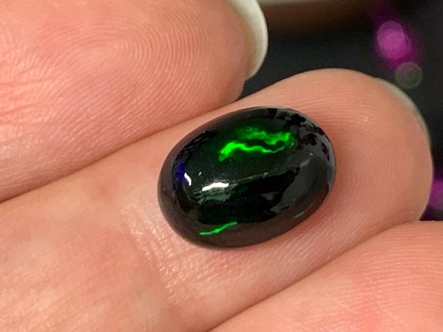Natural Ethiopian Black Opal 9x12x6mm cabochon
