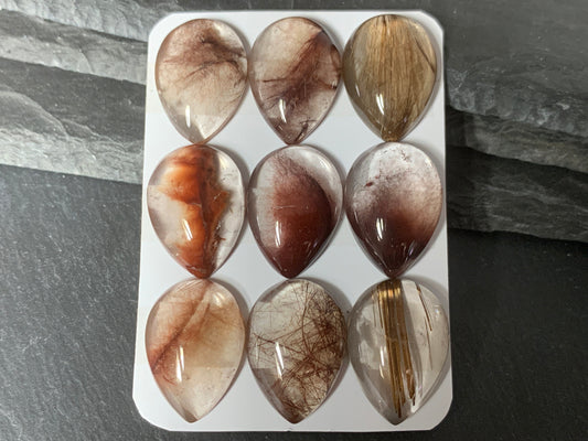 Rutilated Quartz pear 18x25mm cabochon - Calibrated cabochons