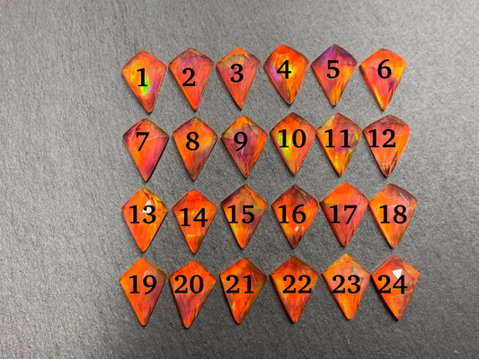 Faceted  Aurora Opal kite 10x14mm doublet cabochons - Doublet cabochons