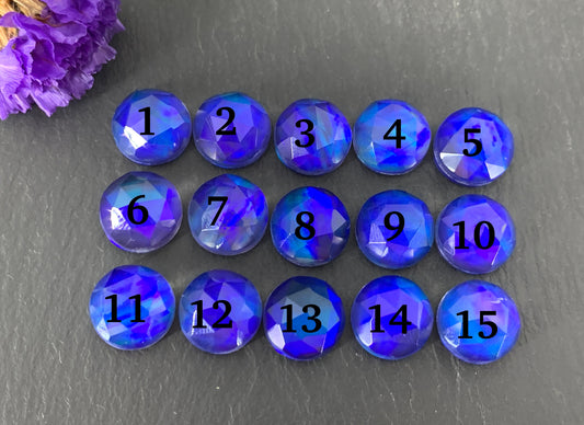 Faceted Aurora Opal round 10mm cabochon - Doublet cabochons
