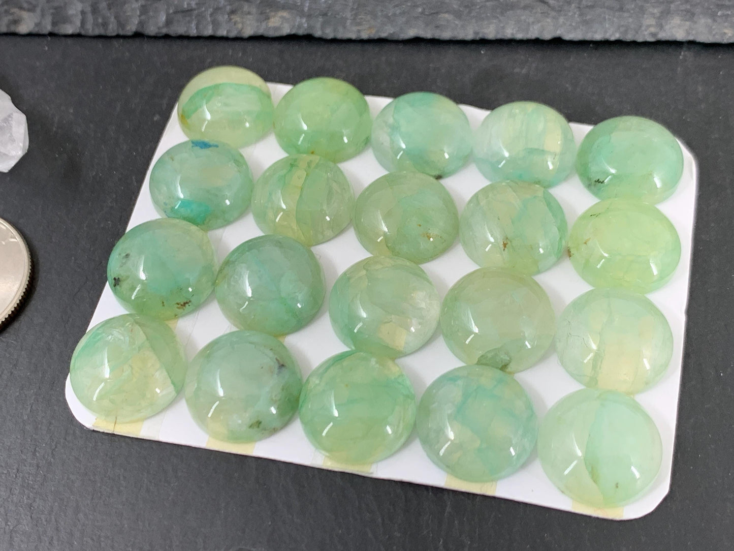 Chrysocolla round 15mm cabochon - Calibrated cabochons