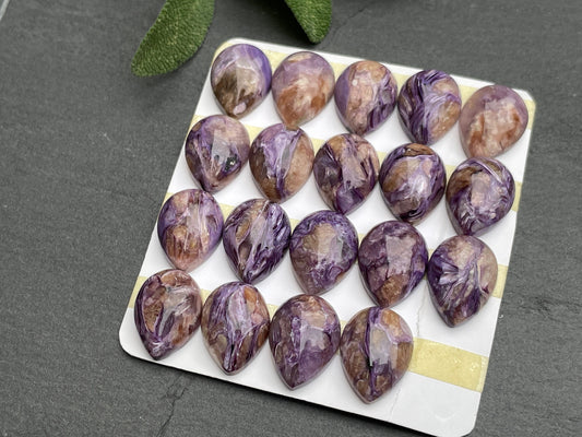 Charoite Pear 12x16mm cabochon - Calibrated cabochons
