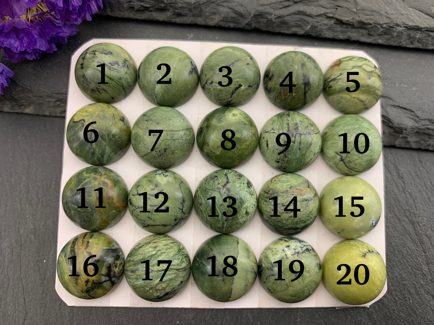 Natural Green Opal 15mm Cabochon - Calibrated Round 15mm