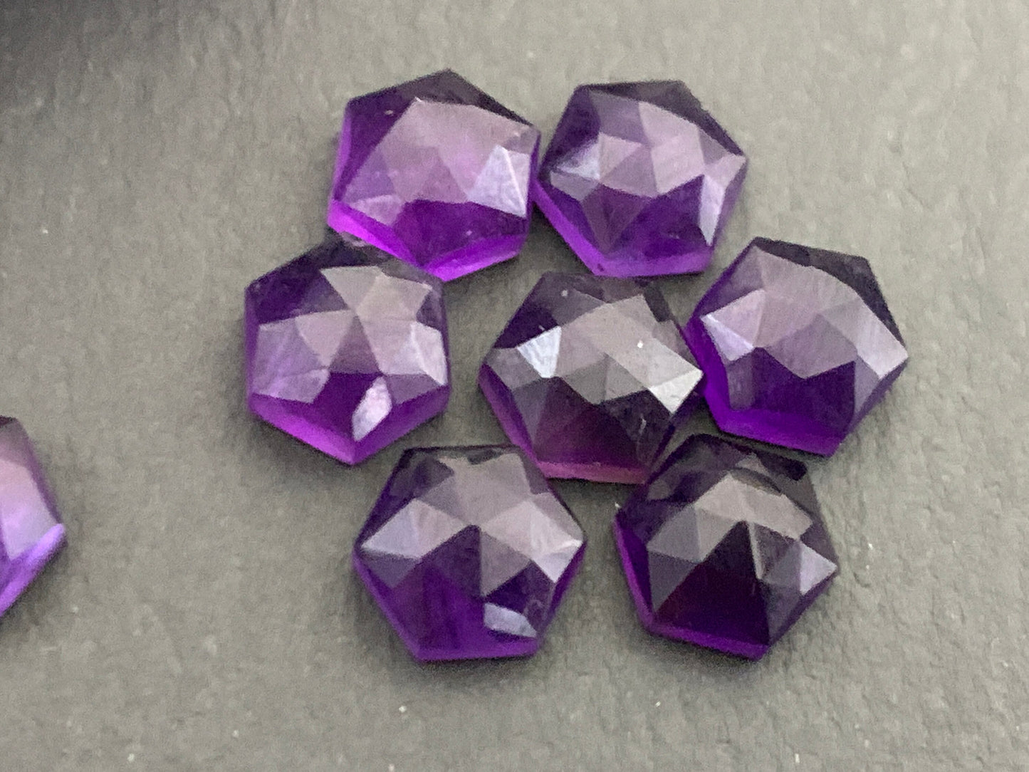 Faceted Amethyst Hexagon 8mm Cabochon