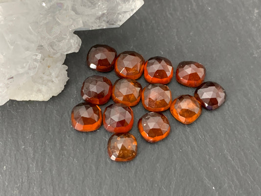 Faceted Hessonite Garnet square 6mm cabochon