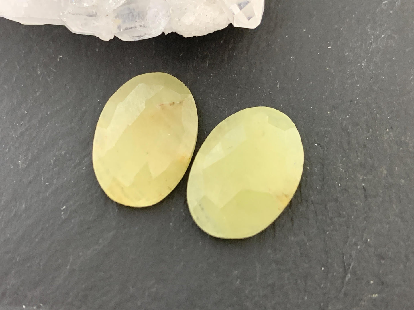 Faceted Yellow Sapphire pair 11x16x3mm cabochon