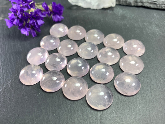 Rose Quartz round 15mm cabochon - Calibrated cabochons