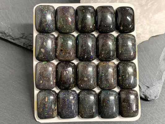 Black Andamooka Opal rectangle 13x18mm cabochon  - Matrix Australian Opal