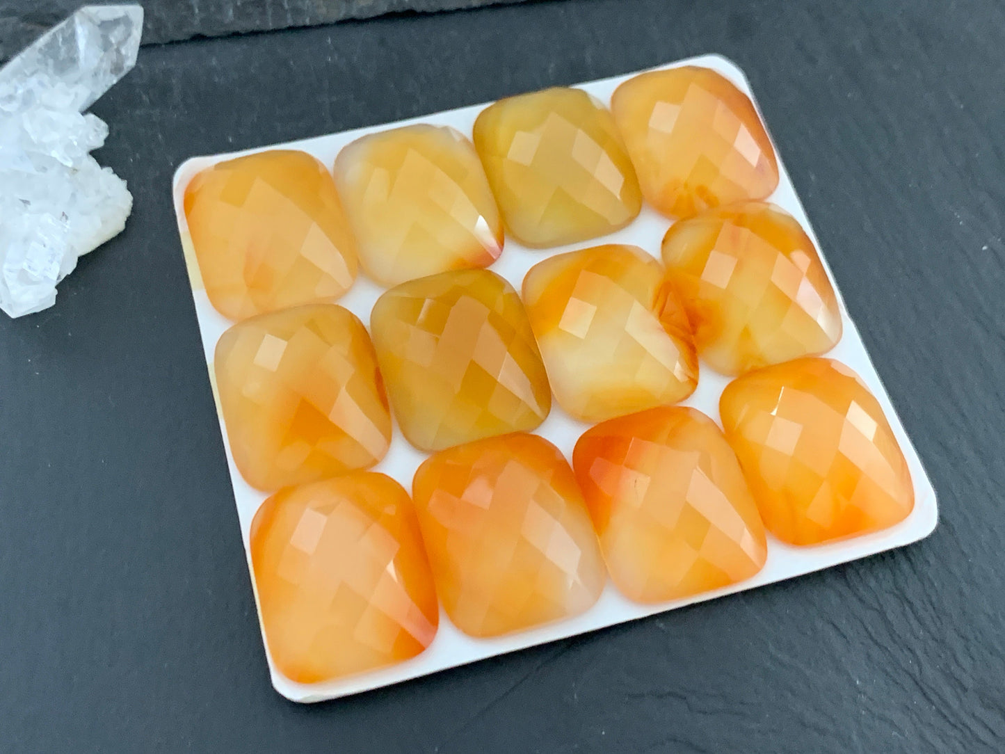 Faceted Carnelian 18x22mm Cabochon | Calibrated Carnelian
