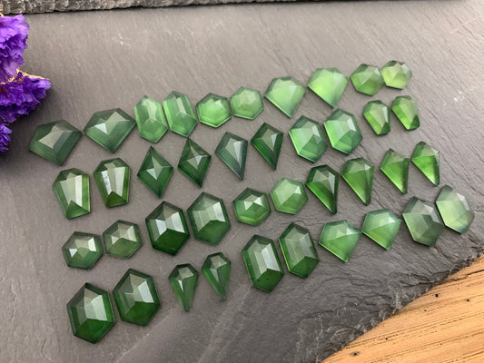 Faceted Serpentine pair cabochon