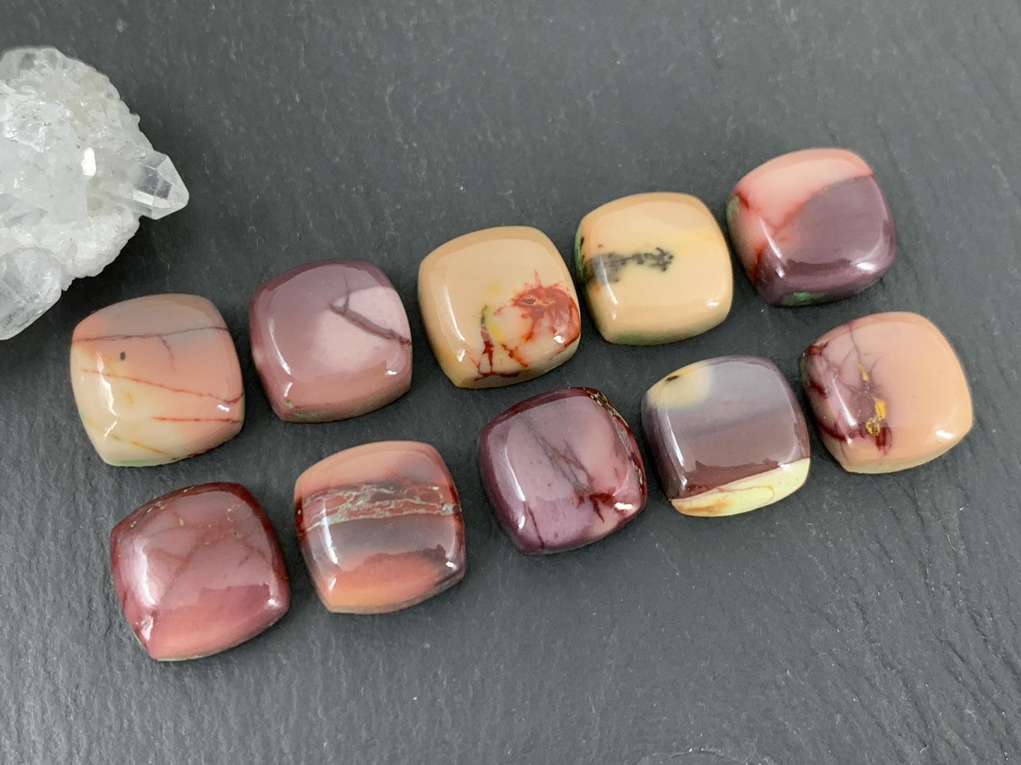 Mookaite Jasper square 12mm cabochon