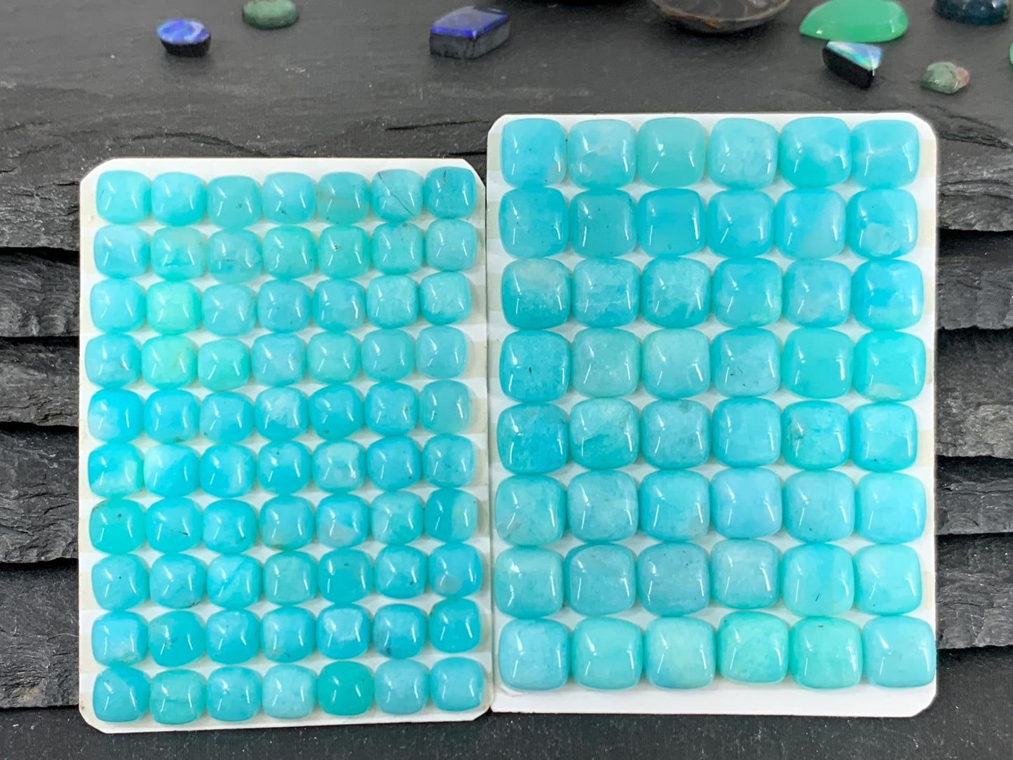 Amazonite square 6mm, 8mm cabochon - Calibrated cabochons